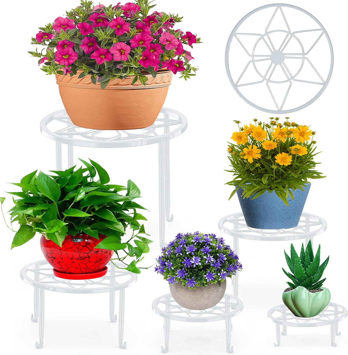 5 Pack Metal Plant Stands for Multiple Plant,Heavy Duty Flower Pot Stands for Ou...