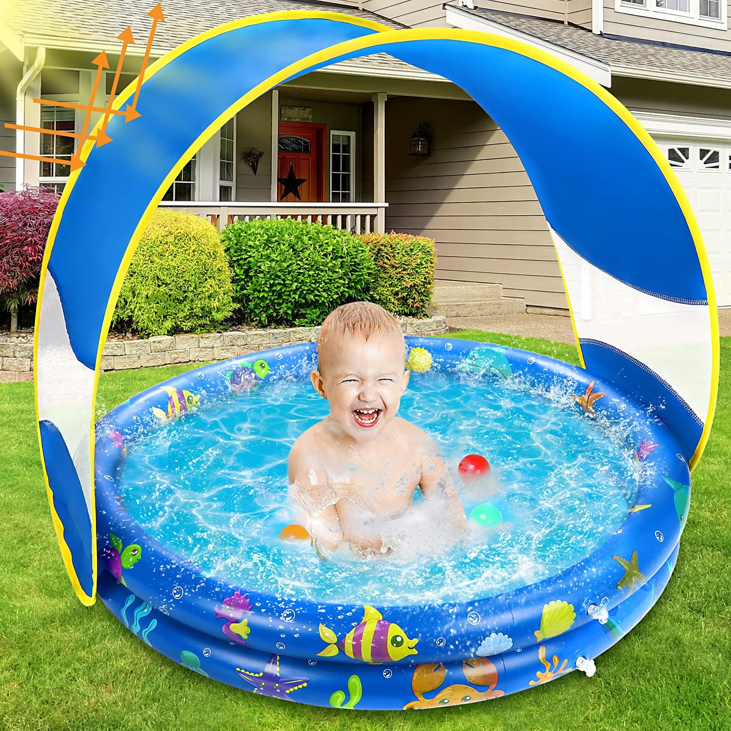Jojoin Inflatable Paddling Pool,125 X 30 CM Paddling Pool and Patterns Swimming...