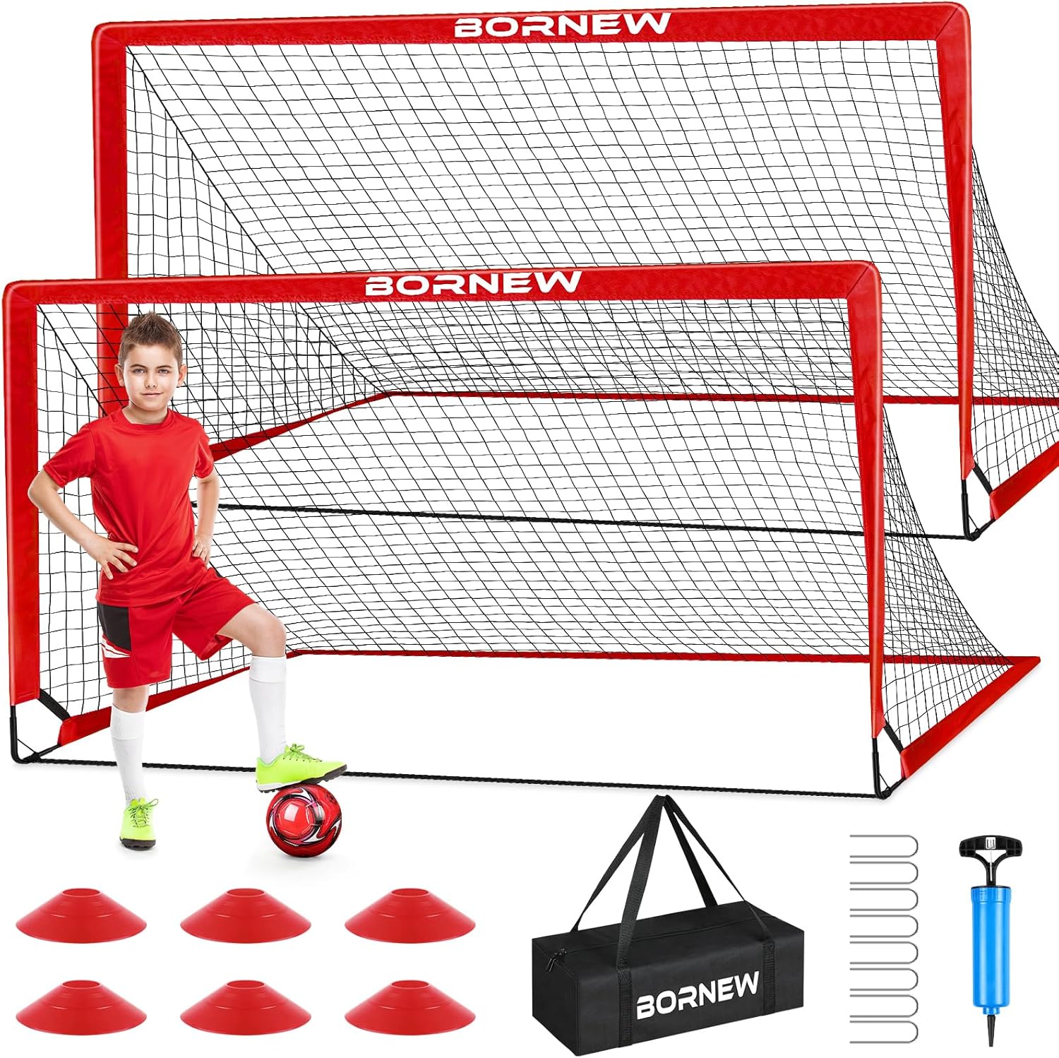Kids Soccer Goal for Backyard Set - 2 Set of 6X4 / 4X3 ft Toddler Soccer Nets Tr...