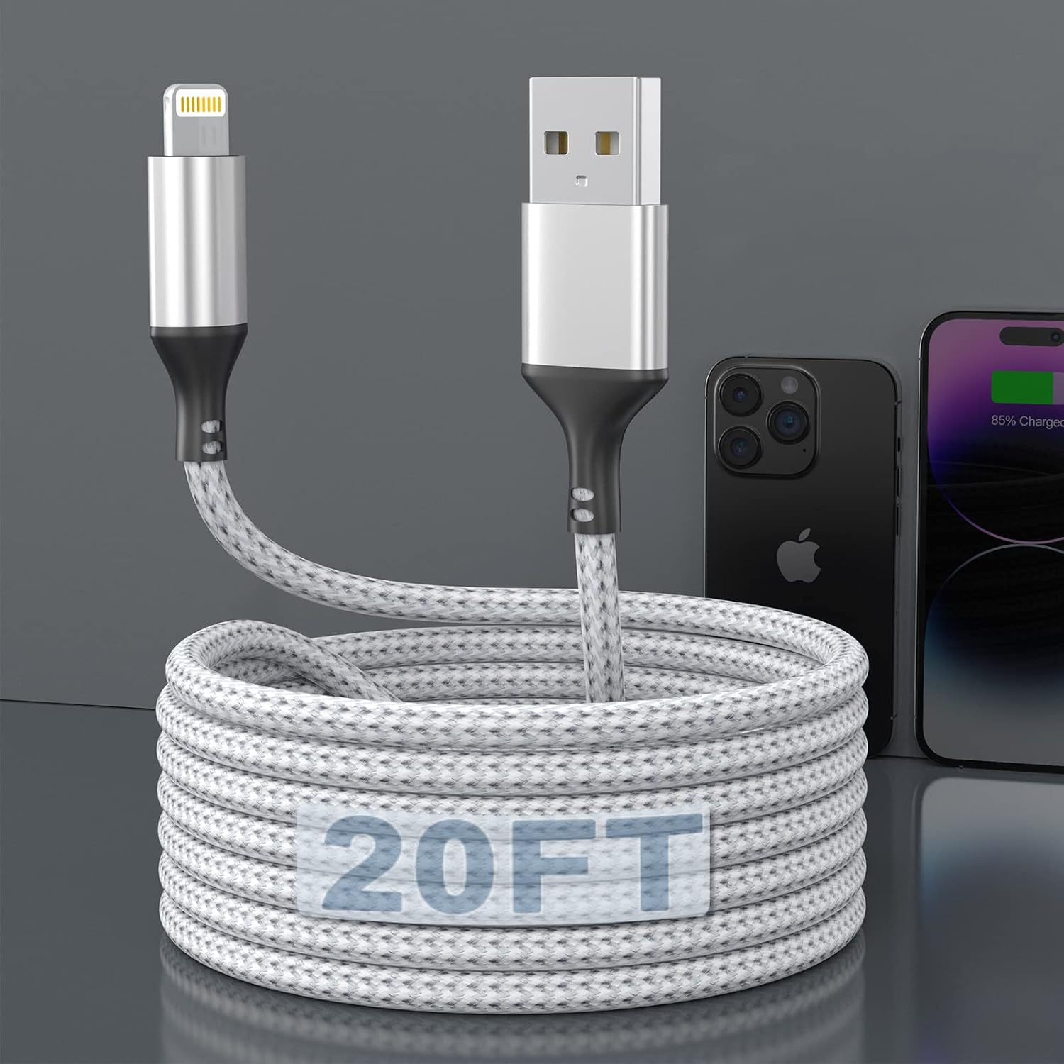 𝟐𝟎𝟐𝟑 𝐔𝐩𝐠𝐫𝐚𝐝𝐞𝐝 Long iPhone Charger Cord 20Ft, [Apple MFi Certified] Lightning Cab...
