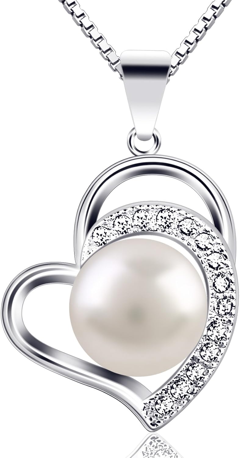 B.Catcher Pearl Necklace for Women “Only Love You” 925 Sterling Silver Pearl Nec...