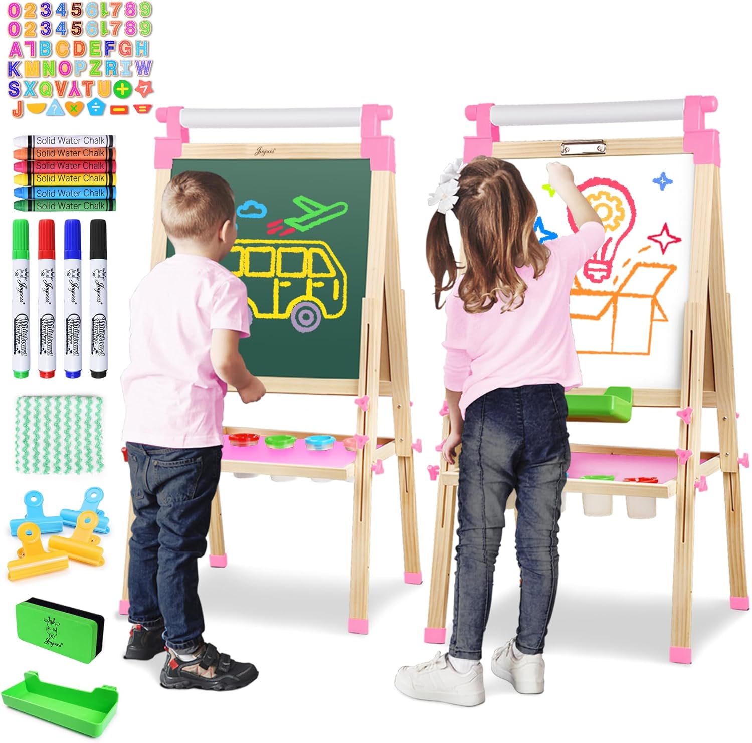 JOYOOSS Easel for Kids Art Easel Kids Easels for Toddlers,Wooden Kid Easel with...