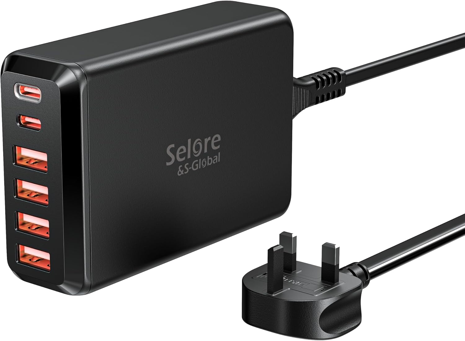 USB C Charger Plug, 65W Desktop Charger Station Multiport Fast Charging Hub 6 Po...