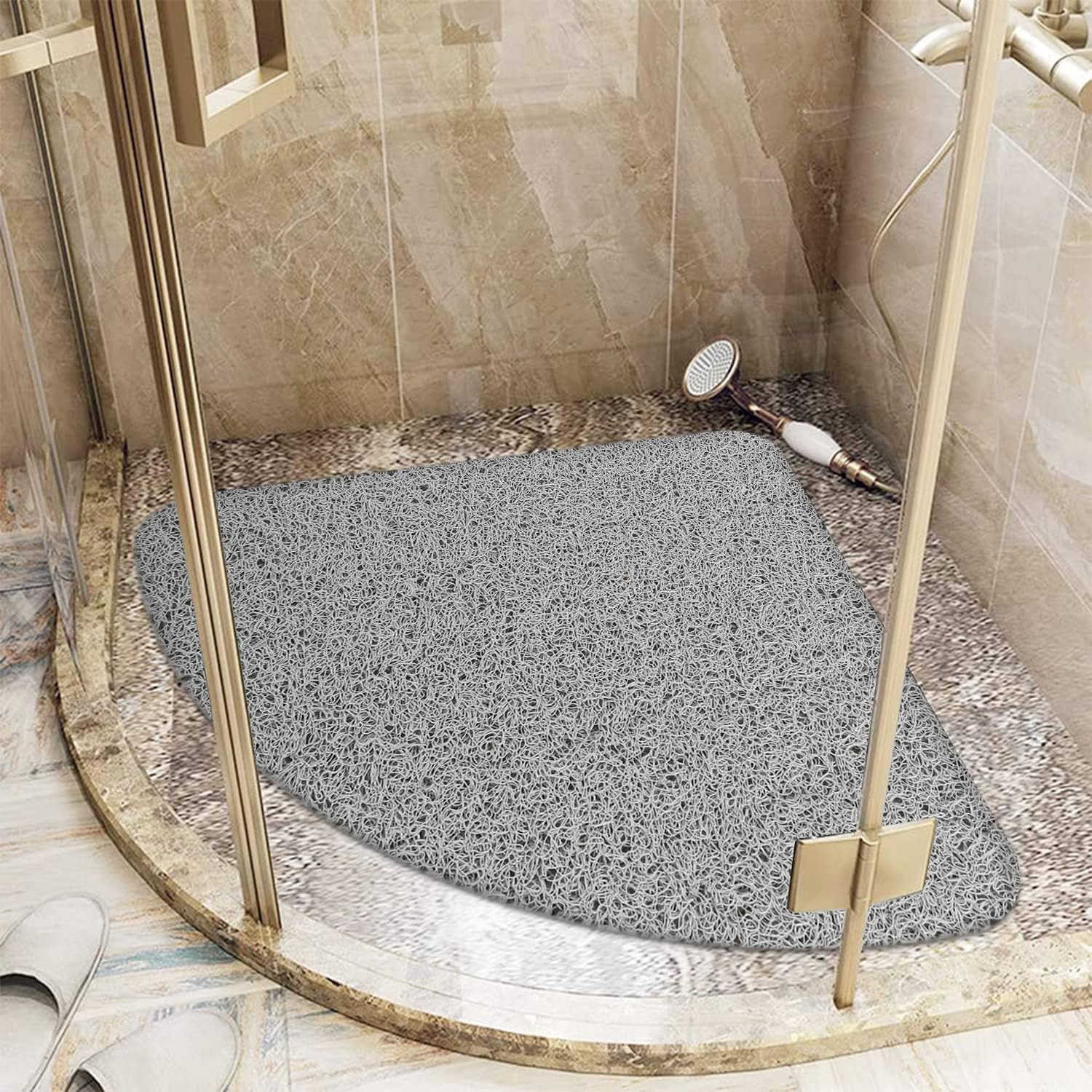 Best Lurowo Corner Shower Mat, Special Non Slip Loofah Shower Mat Anti Mould, Hi...