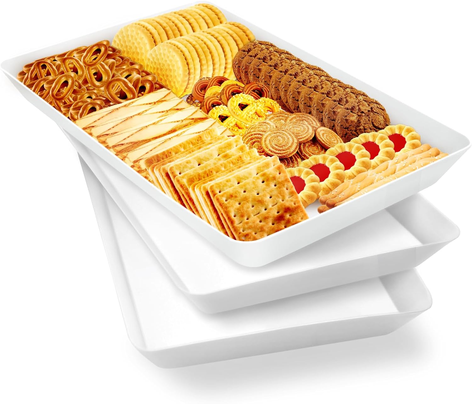 WOWBOX 3 pcs Serving Tray for Entertaining, Serving Platters for Fruit, Cookies,...