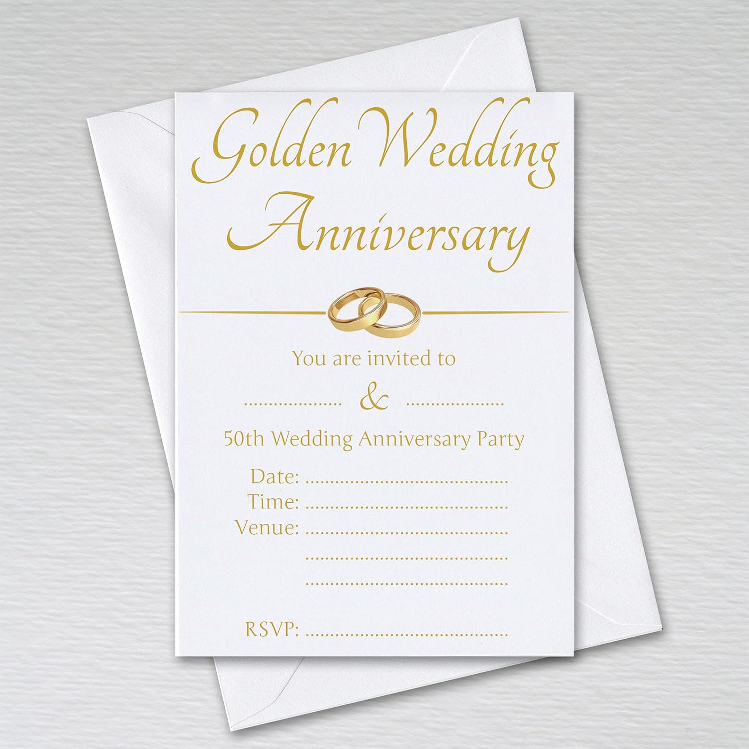 Premium Pack of Golden Wedding Party Invitations, Exclusive Card Invites for 50t...