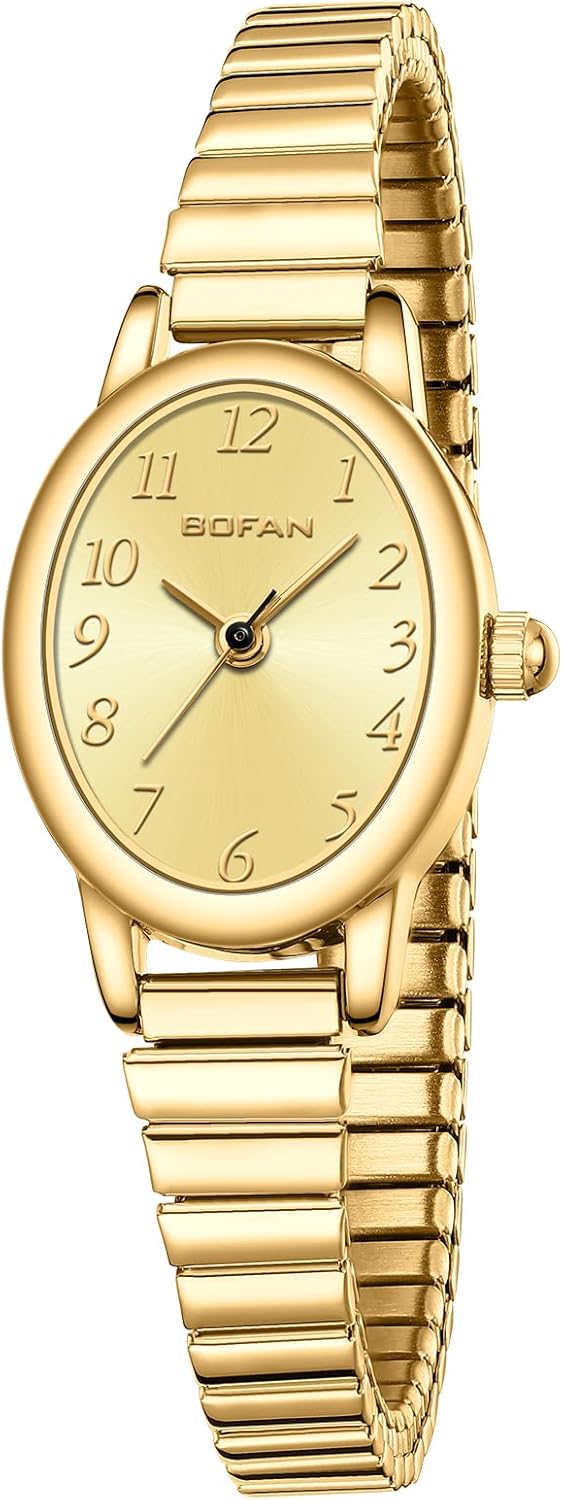 BOFAN Small Gold Watches for Women Easy Read Ladies Quartz Wrist Watches with St...