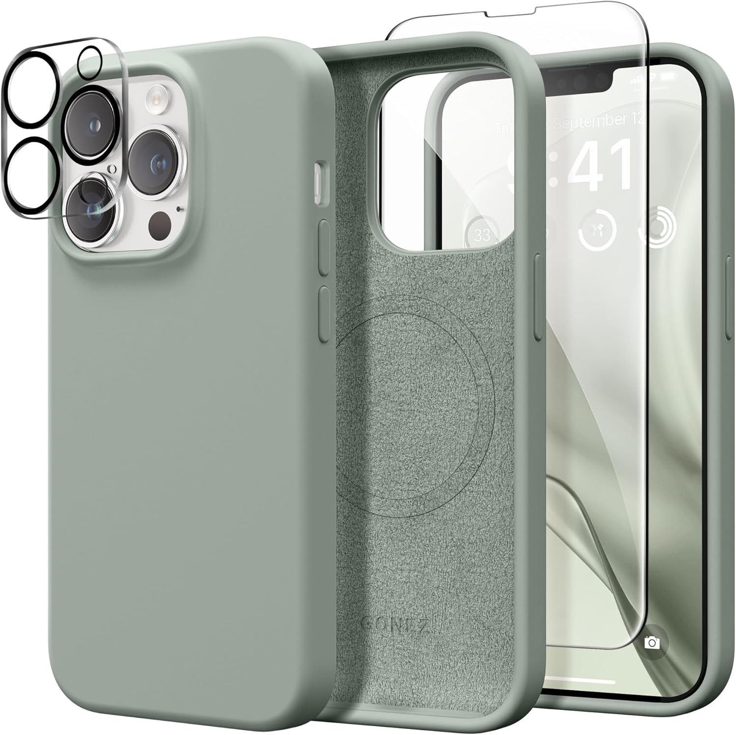 GONEZ Magnetic Silicone for iPhone 13 Pro Max Case, [Compatible with Magsafe] [2...