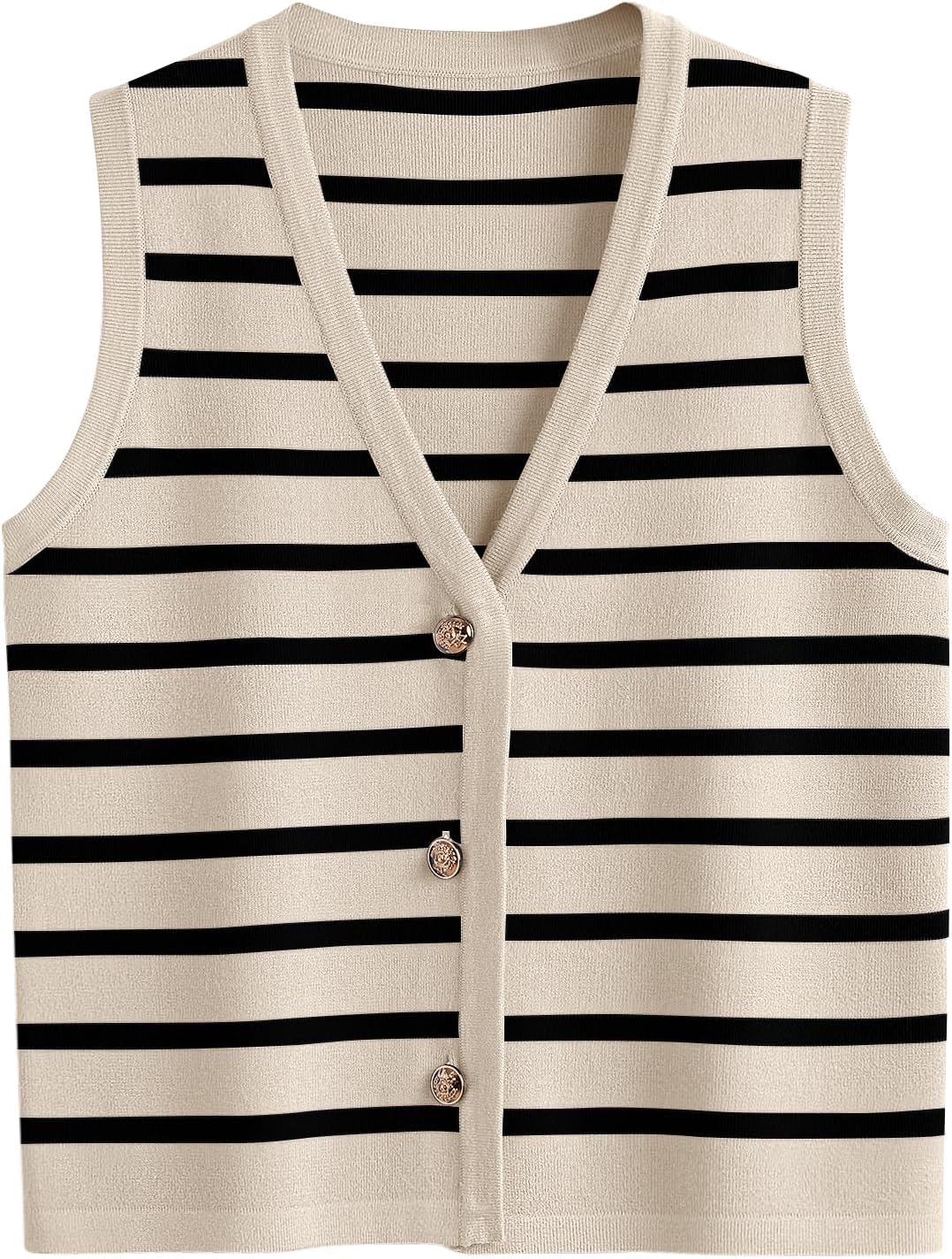 LILLUSORY Vest for Women Striped Dressy Tops Cropped Tank Tops 2024 Summer Sleev...