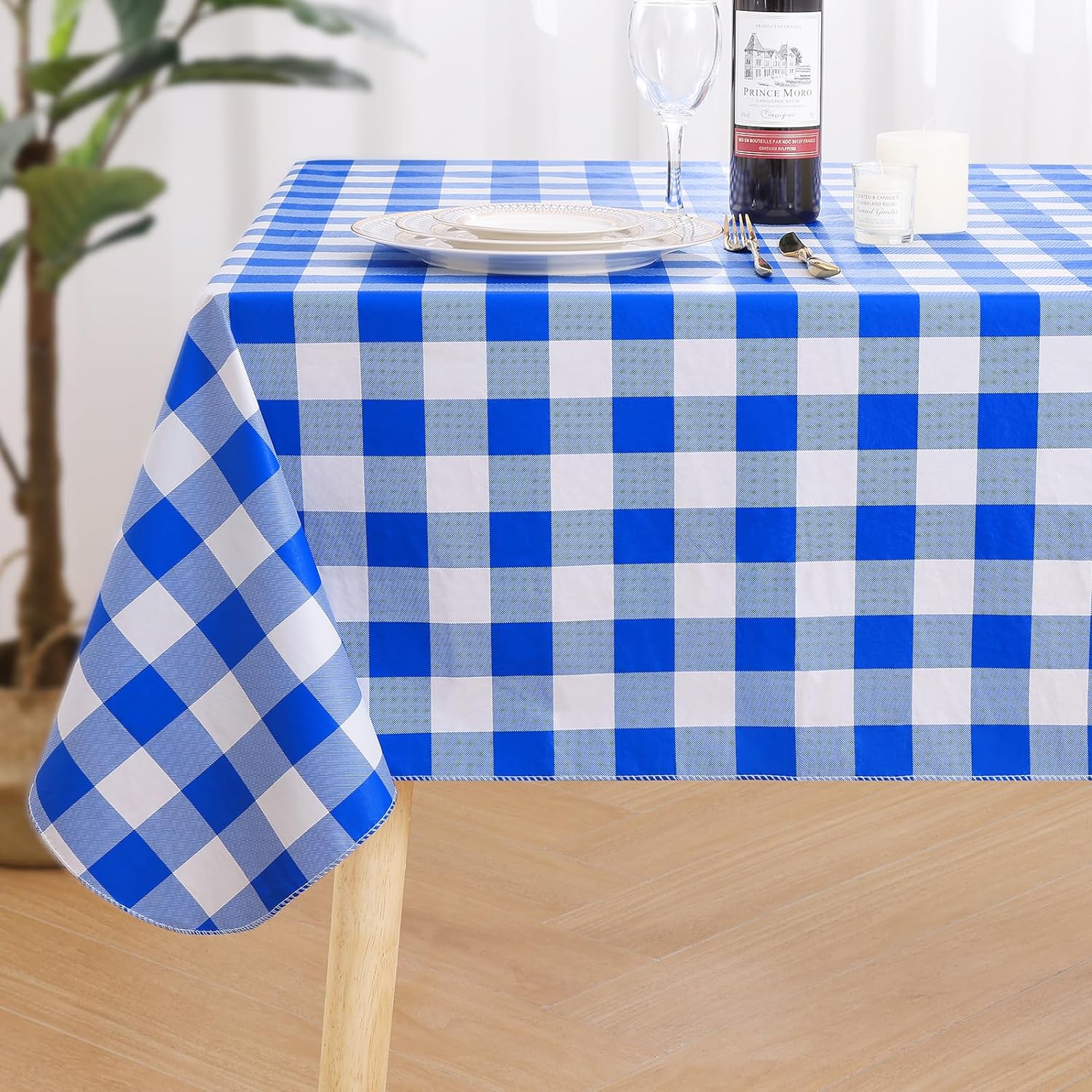 misaya Rectangle Waterproof Vinyl Table Cloth, Buffalo Flannel Backed Tablecloth...
