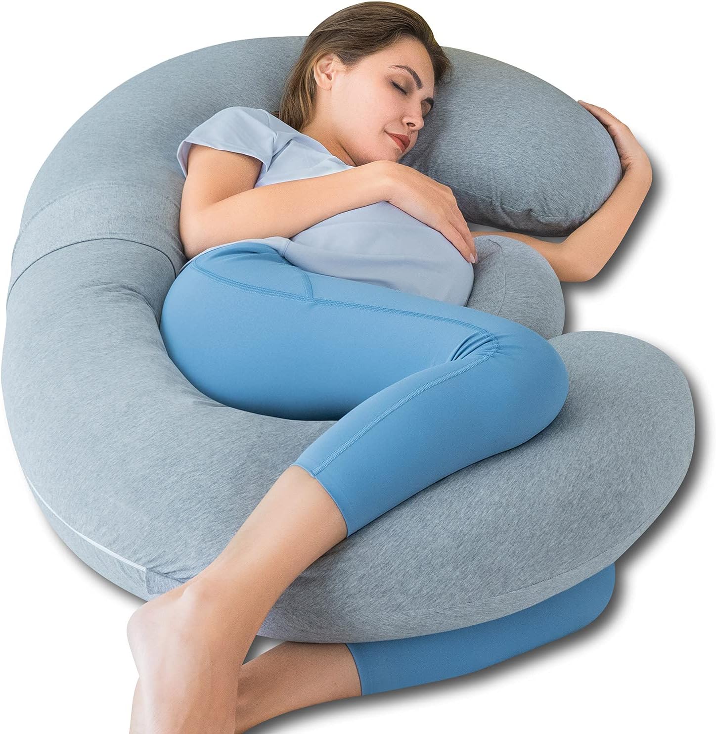 QUEEN ROSE Pregnancy Pillows, E Shaped Full Body Pillow for Sleeping, with Pregn...