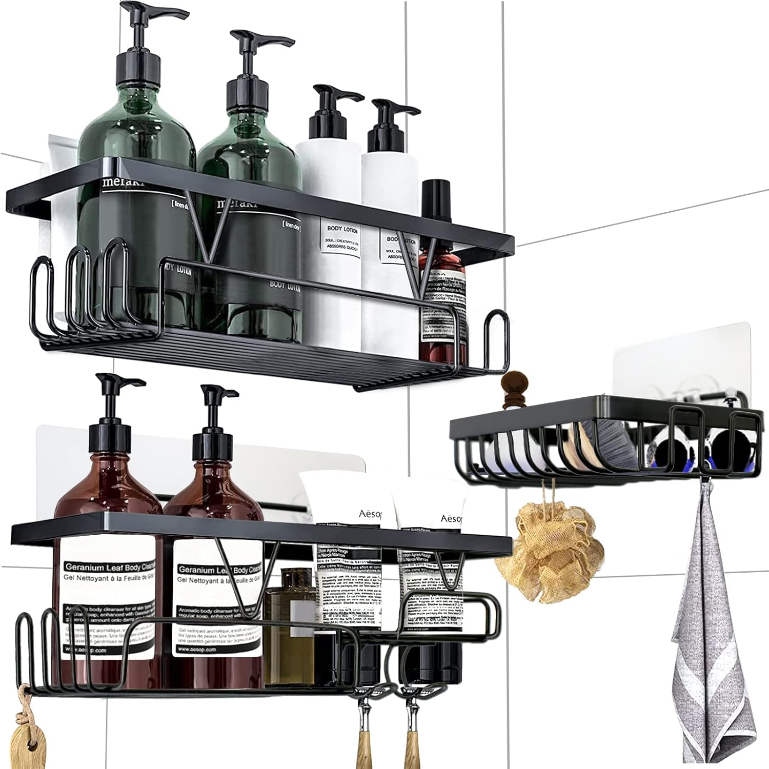 Best Kazaigou 3 Pack Stainless Steel Shower Caddy, High-Quality Shower Basket Sh...
