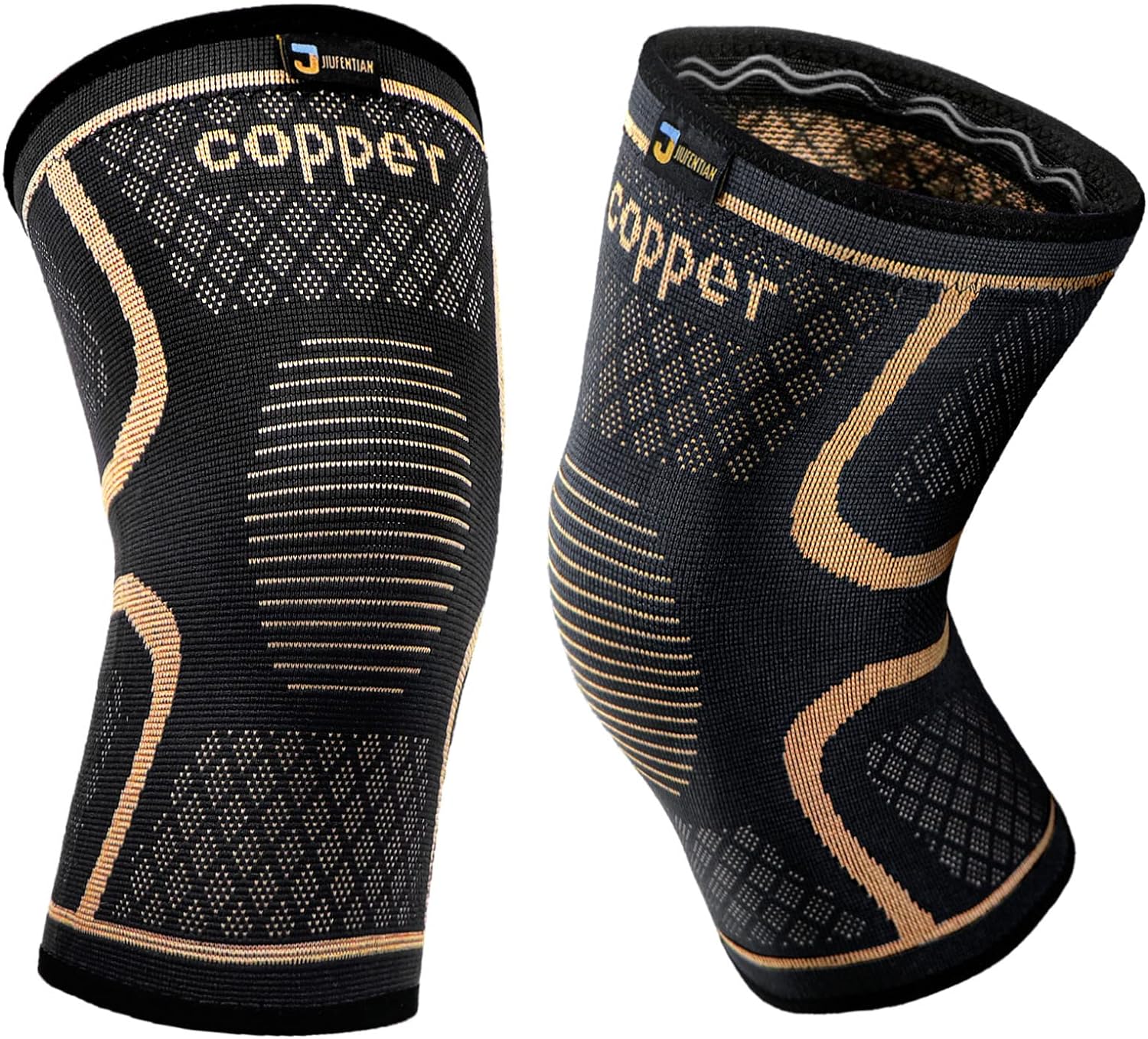 Copper Knee Braces for Men and Women (2 pack) -Knee Supports Copper Compression...