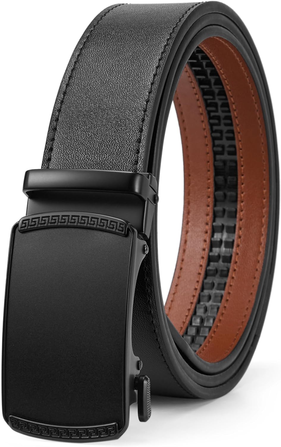 Mens Ratchet Belt Leather 1 3/8'' Adjustable Belts for Mens Dress Casual Jeans C...