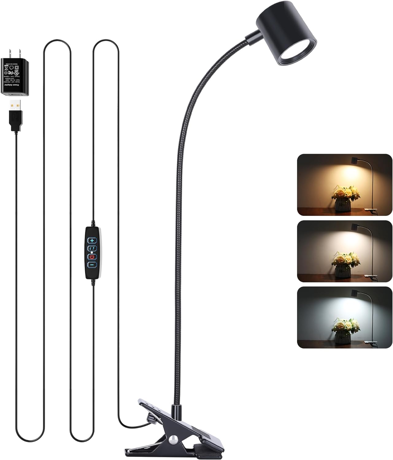 Dott Arts Desk Lamp,USB Clip On Light with 3 Color Modes,LED 10 Levels Brightnes...