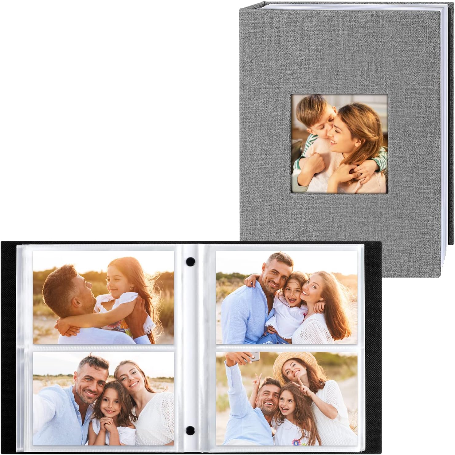 Benjia Photo Album 6x4 Slip in, Linen 200 Pockets Photo Albums Holds Landscape O...