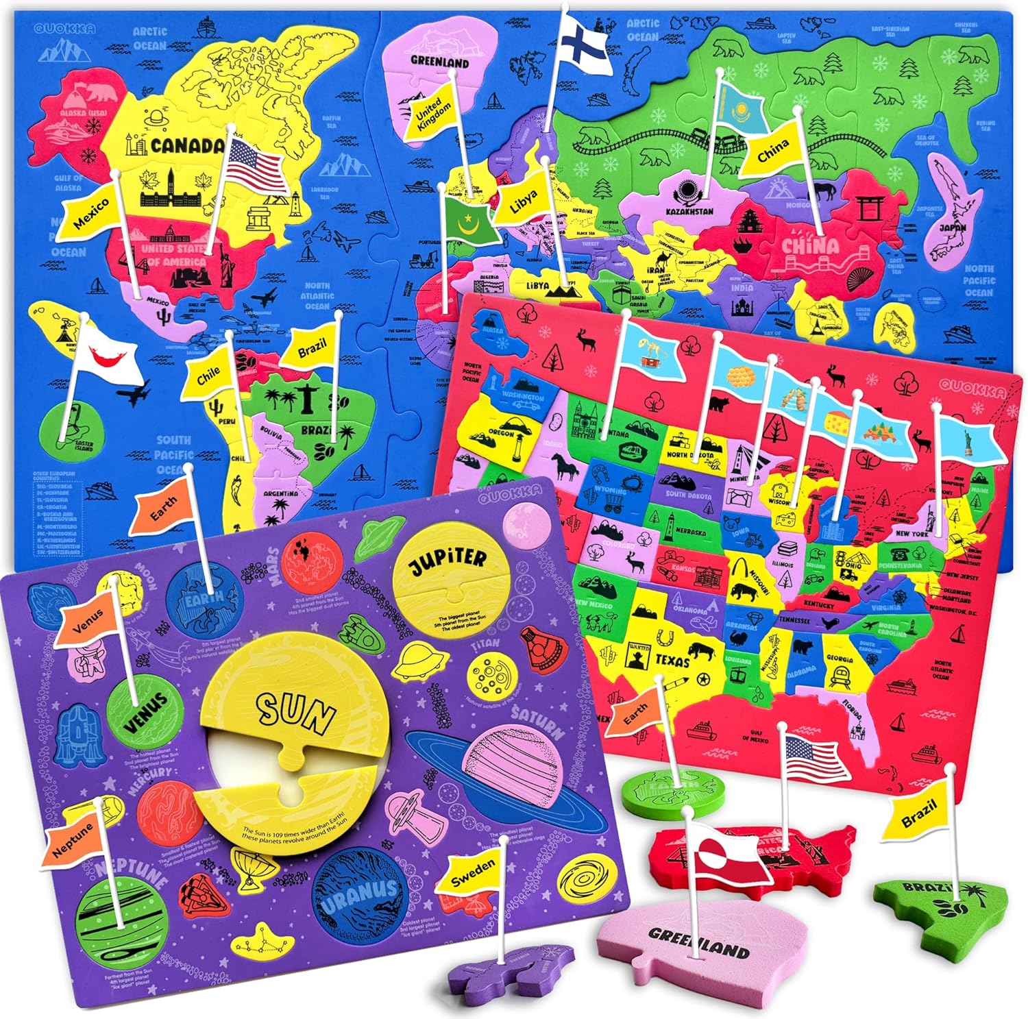 QUOKKA Foam Puzzles for Kids Ages 5-7 - Educational Puzzles for Kids Ages 8-10 -...