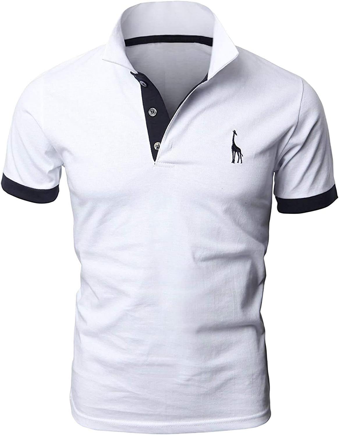 LIUPMWE Mens Polo Shirts Short Sleeve Giraffe embroidery Golf T-Shirt S-2XL XL W...