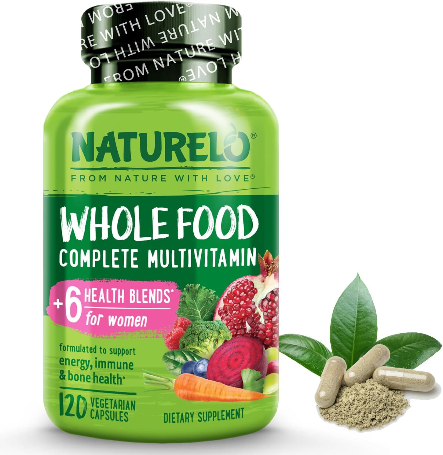 NATURELO Whole Food Multivitamin for Women - with Vitamins, Minerals, & Organic...