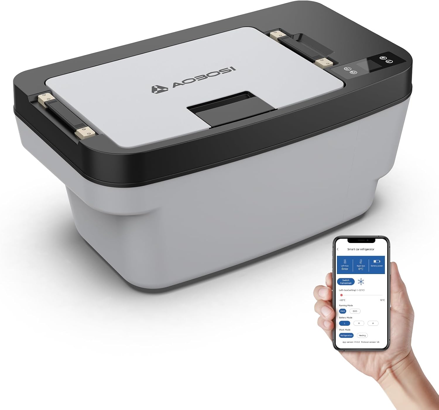AAOBOSI Portable Cool Box, Car Cooler, 20°C to -20°C, 12/24V DC, 100-240V AC, fo...