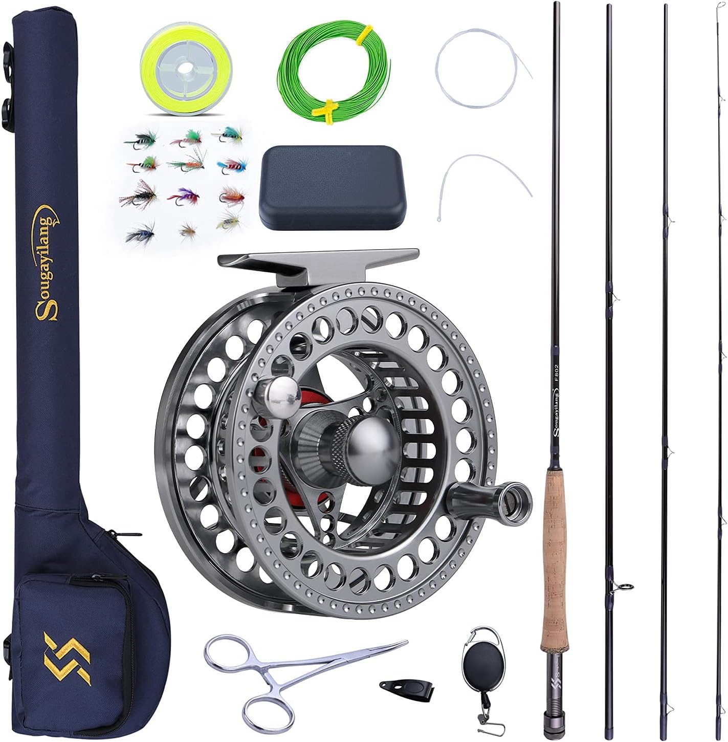 Sougayilang Fly Fishing Rod and Reel Combo, 4 Pieces Ultra Lightweight Portable...