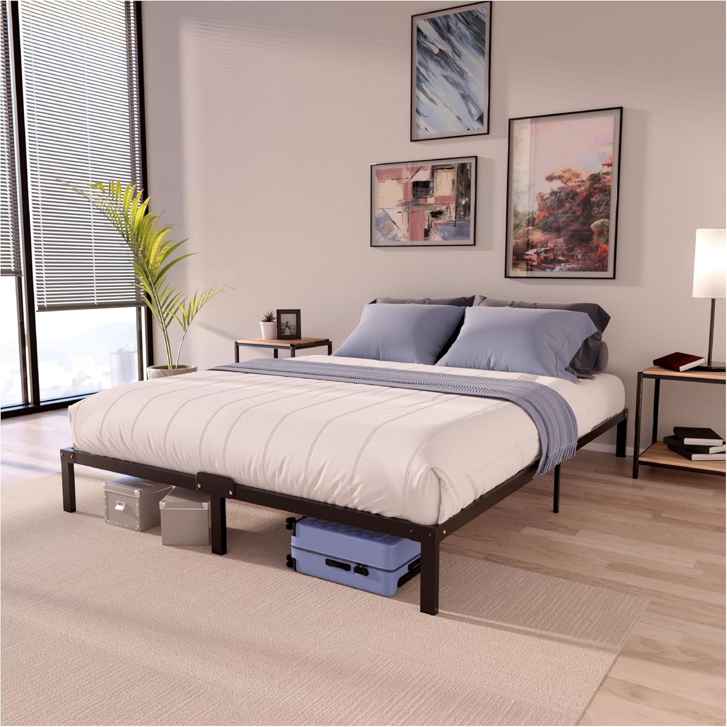 Dreamzie - Double Bed Frames Metal 120x200 with Storage 35cm - Sturdy and 20min...