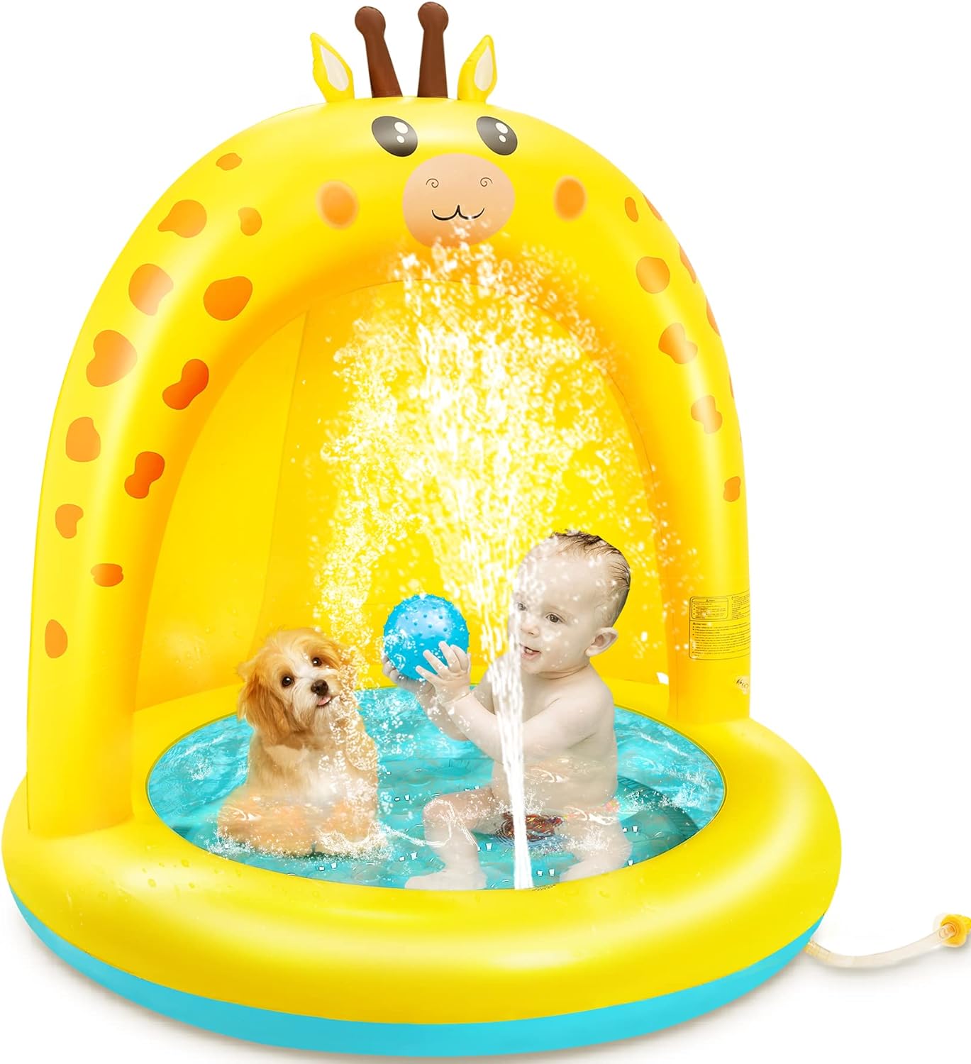 lenbest Baby Pool, Giraffe Baby Splash Pool with Thickening Canopy and Extra Sof...