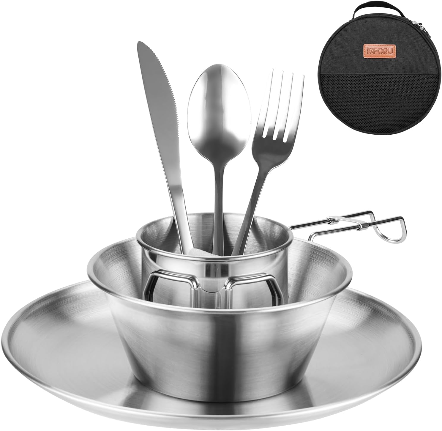 Best ISFORU Stainless Steel Tableware Mess Kit, Special Camping Cutlery Set with...