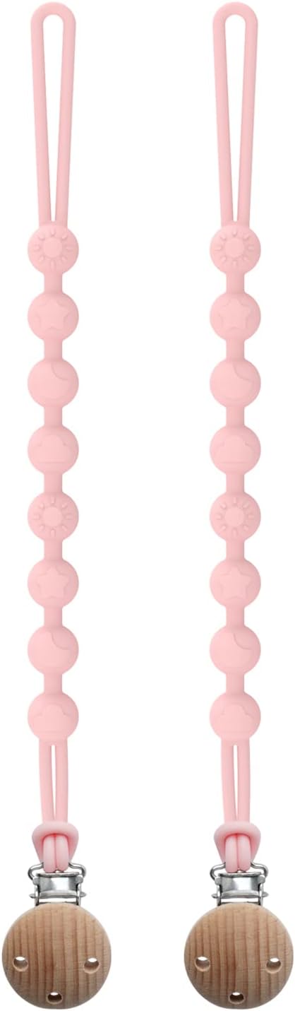 Silicone Dummy Clip for Baby Boys and Girls, Seposeve 2 Pack Pacifier Clips, Dum...