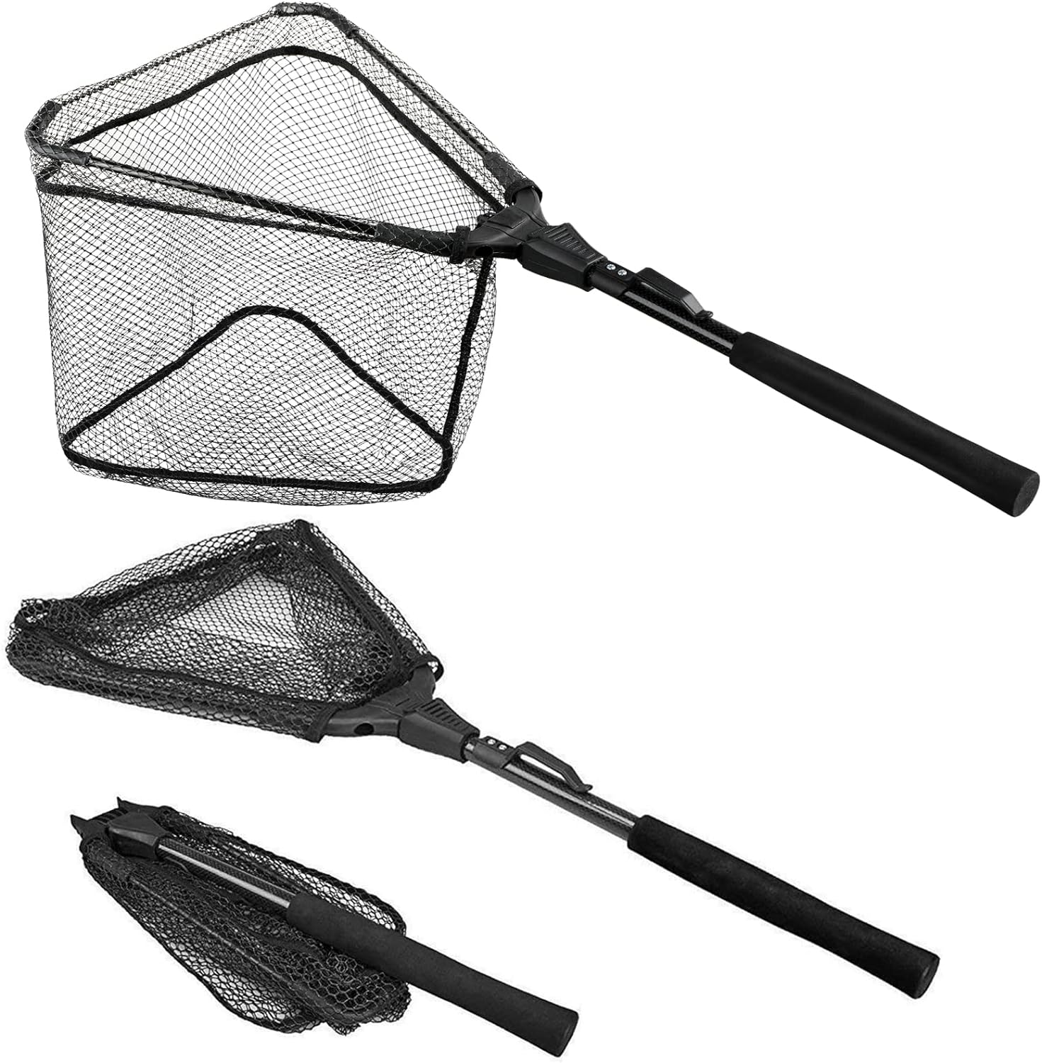 PLUSINNO Fishing Net Fish Landing Net, Foldable Collapsible Telescopic Pole Hand...
