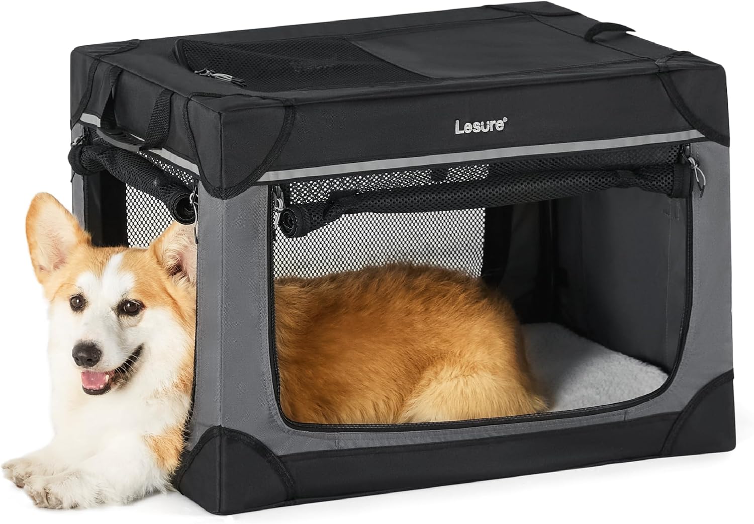 Lesure Soft Collapsible Dog Crate - 26 Inch Portable Travel Dog Crate for Small...