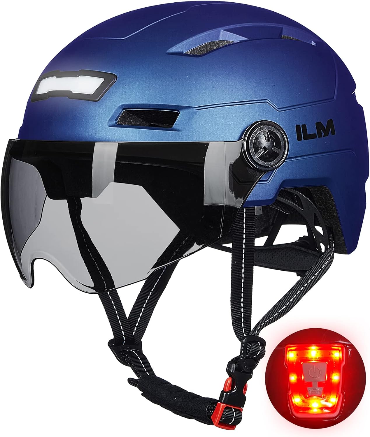 ILM Adult Bike Helmet with USB Rechargeable LED Front and Back Light Mountain&Ro...