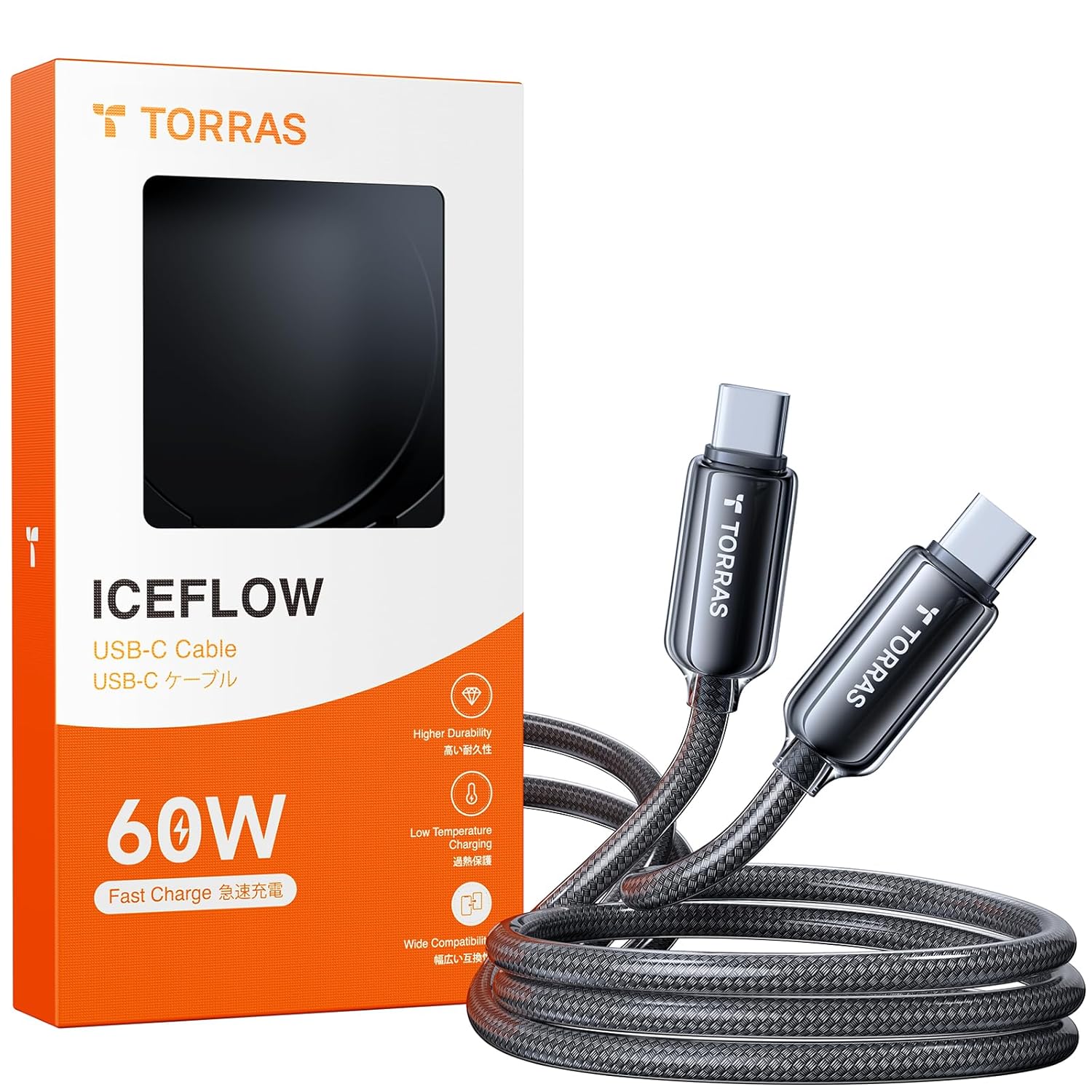 TORRAS USC C to USB C Cable (60W 6FT), Military Grade Tested USB C Charger Cable...