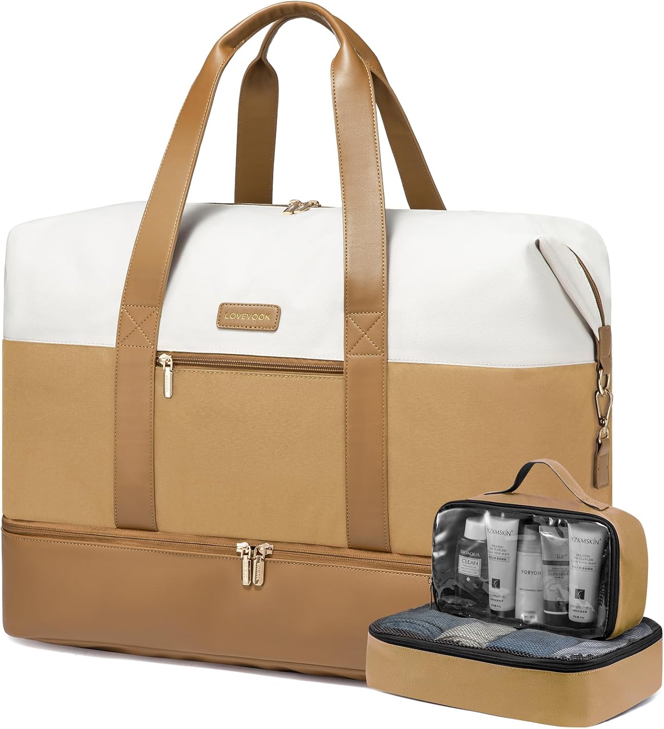 LOVEVOOK Weekender Bag, Large Travel Duffel Bag for Women with 2 Packing Cubes,...