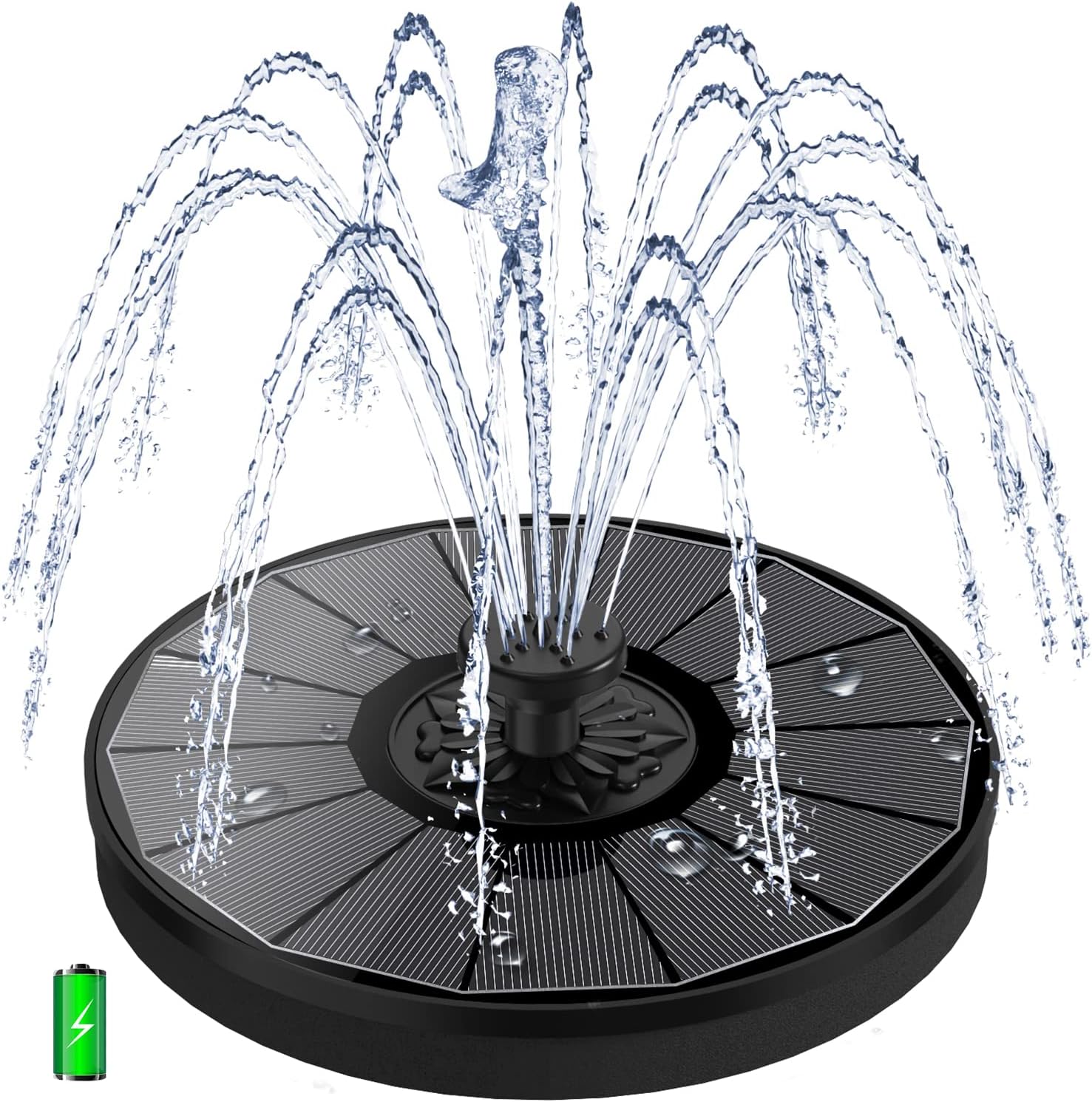 Solar Fountain with 2000 mAh Battery Backup Works in Cloudy, Glass Solar Powered...