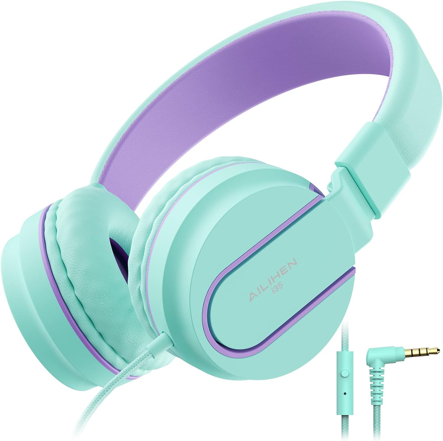 Kids Headphones, AILIHEN I35 On-Ear Headphones for School, 93dB Headphones Boy G...