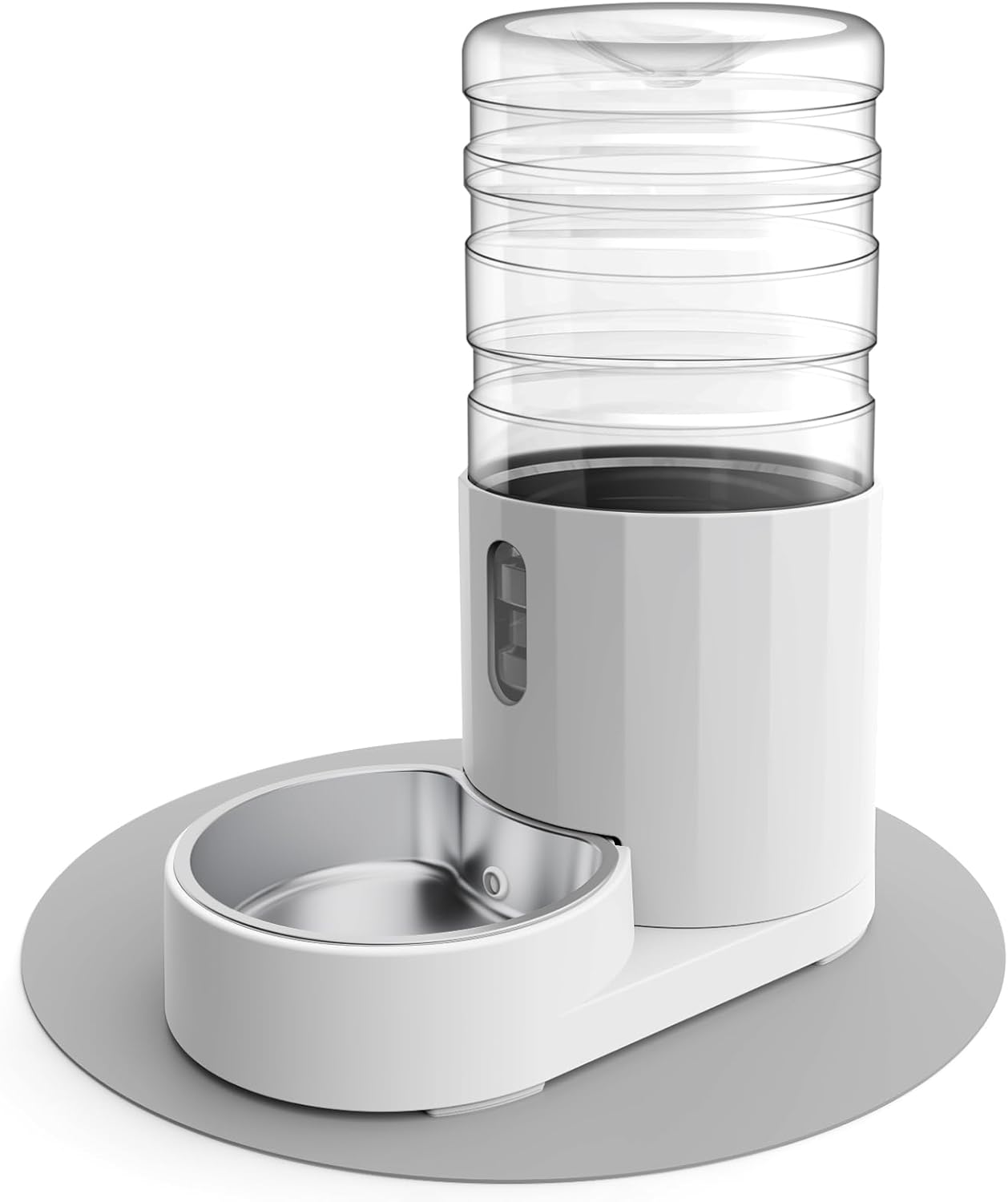 Pet Water Dispenser 4L with Placemat and Stainless Steel Bowl, Unplugged Automat...