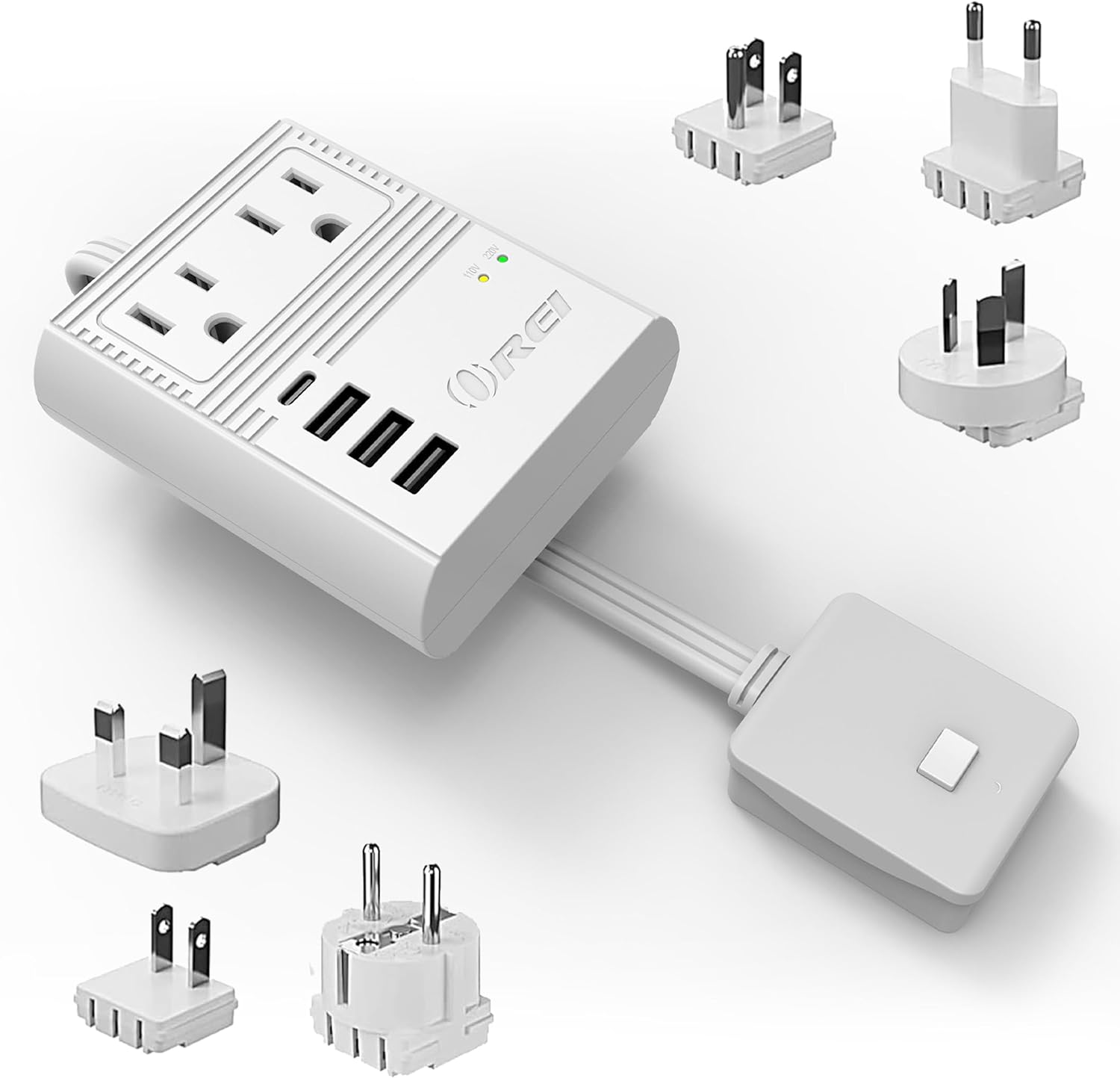 OREI World Travel Plug Adapter M8 Max, 3 USB + Pd...