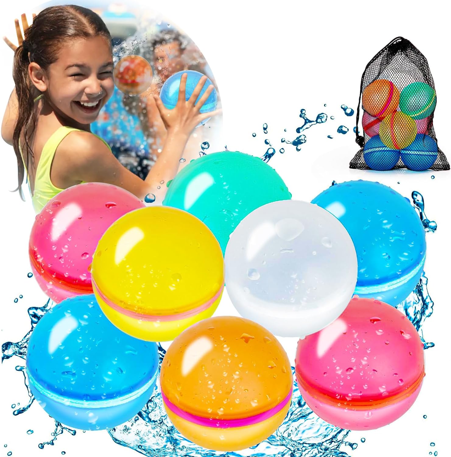 【8 Pack】Reusable Water Balloons for Kids Adults, BestCosy Large Water Balloons...
