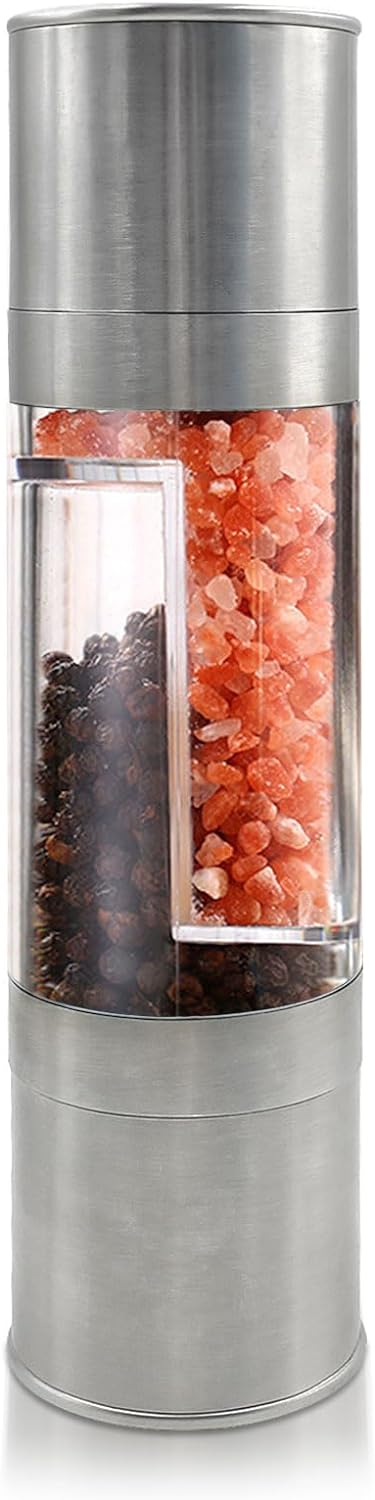 Best 2 in 1 Salt and Pepper Grinder Set, Special Stainless Steel Refillable Manu...
