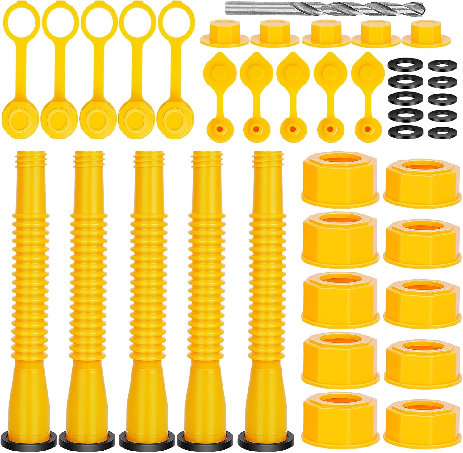 Godboy Gas Can Spout Replacement, Gas Can Nozzle, (5 Kit-Yellow) Flexible Pour N...