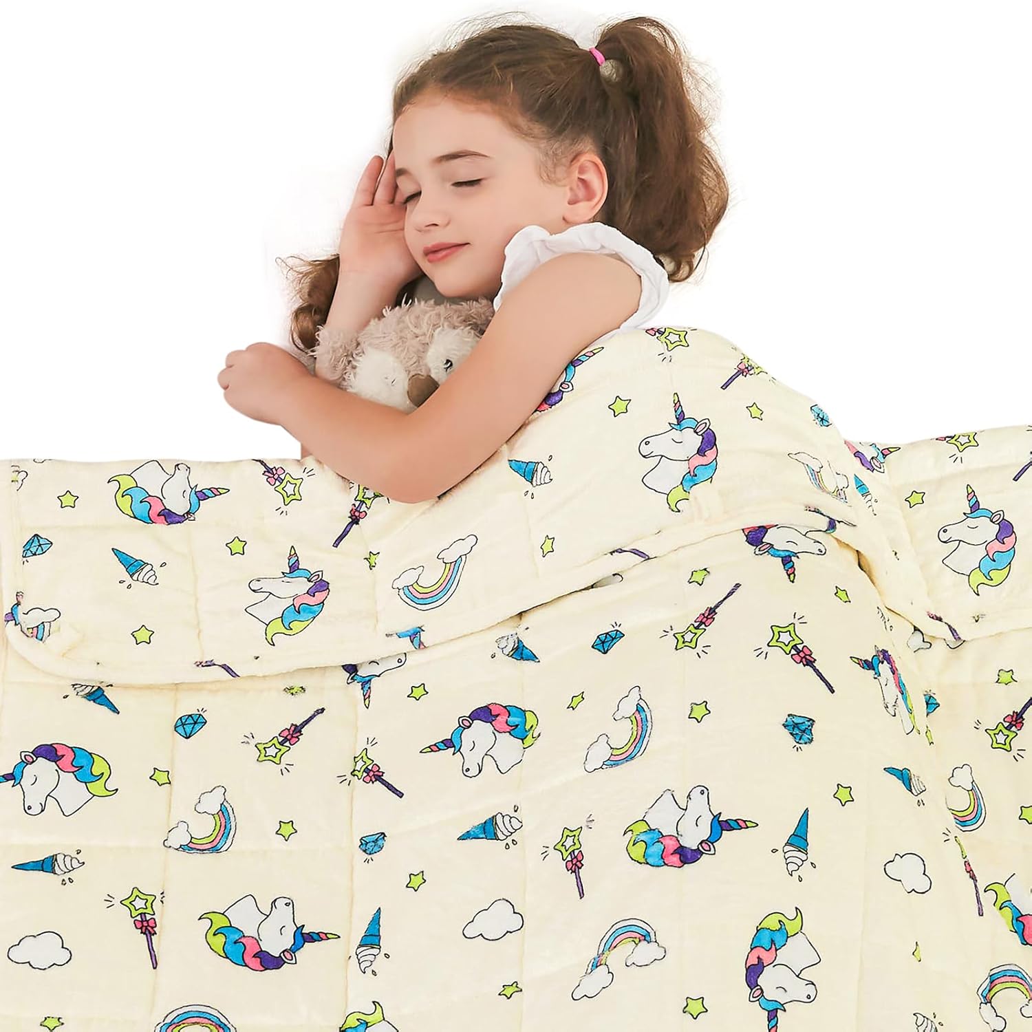 yescool Flannel Weighted Blanket Kids 3 Pounds Childrens Pink Cooling Weighted L...