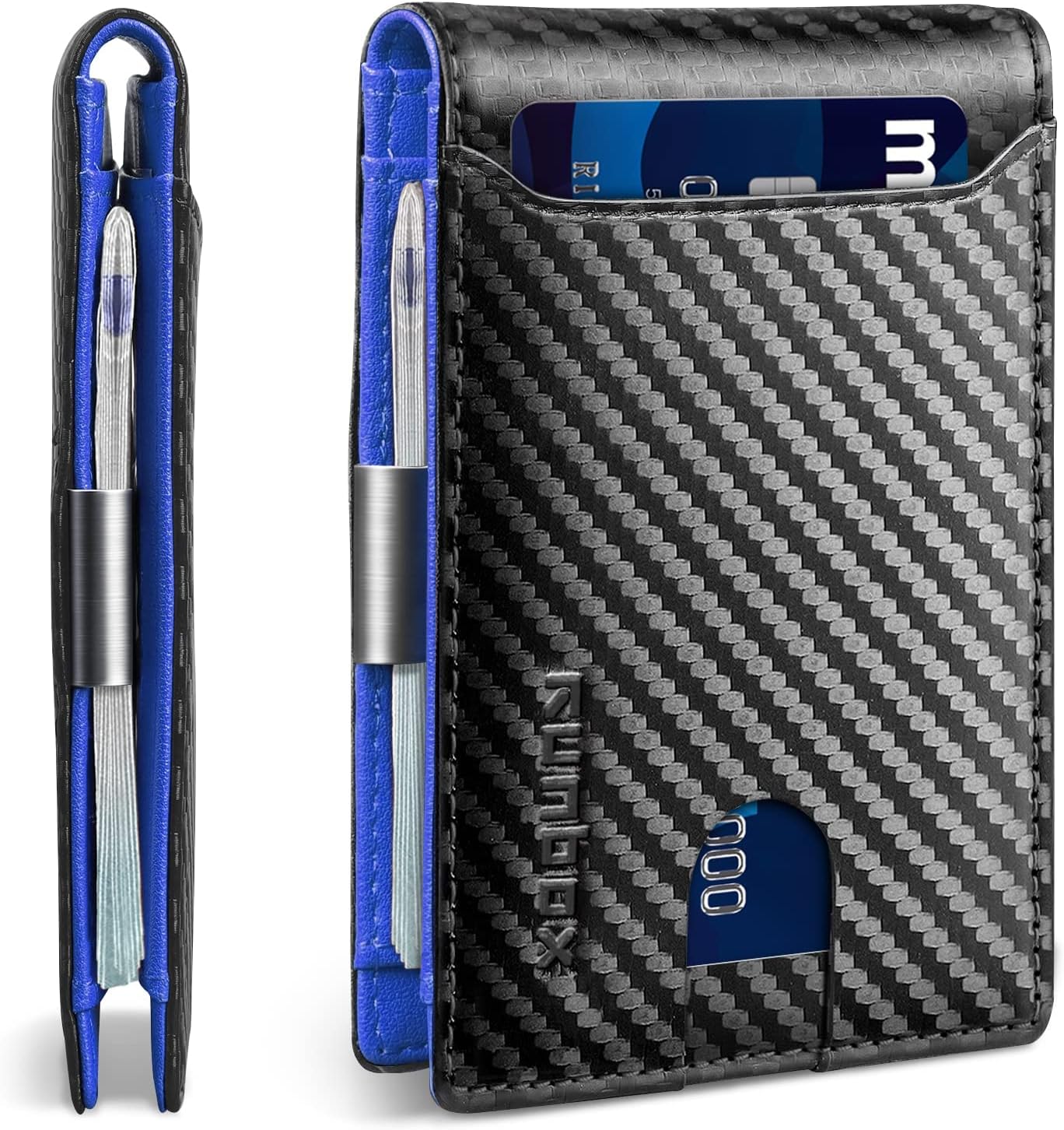 RUNBOX Slim Wallets for Men - Leather Money Clip Mens Wallet - RFID Blocking Fro...