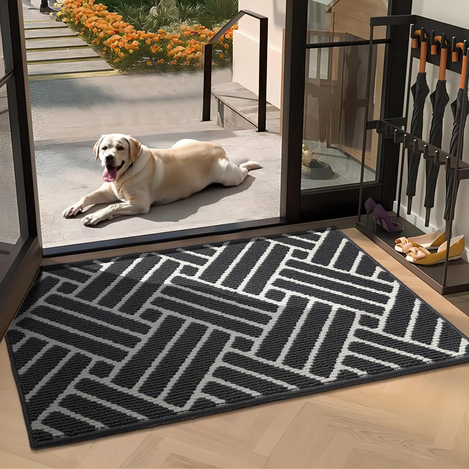 Door Mat Indoor Mat, Entryway Rug Door Mats Non-Slip Rubber Backing, Low-Profile...