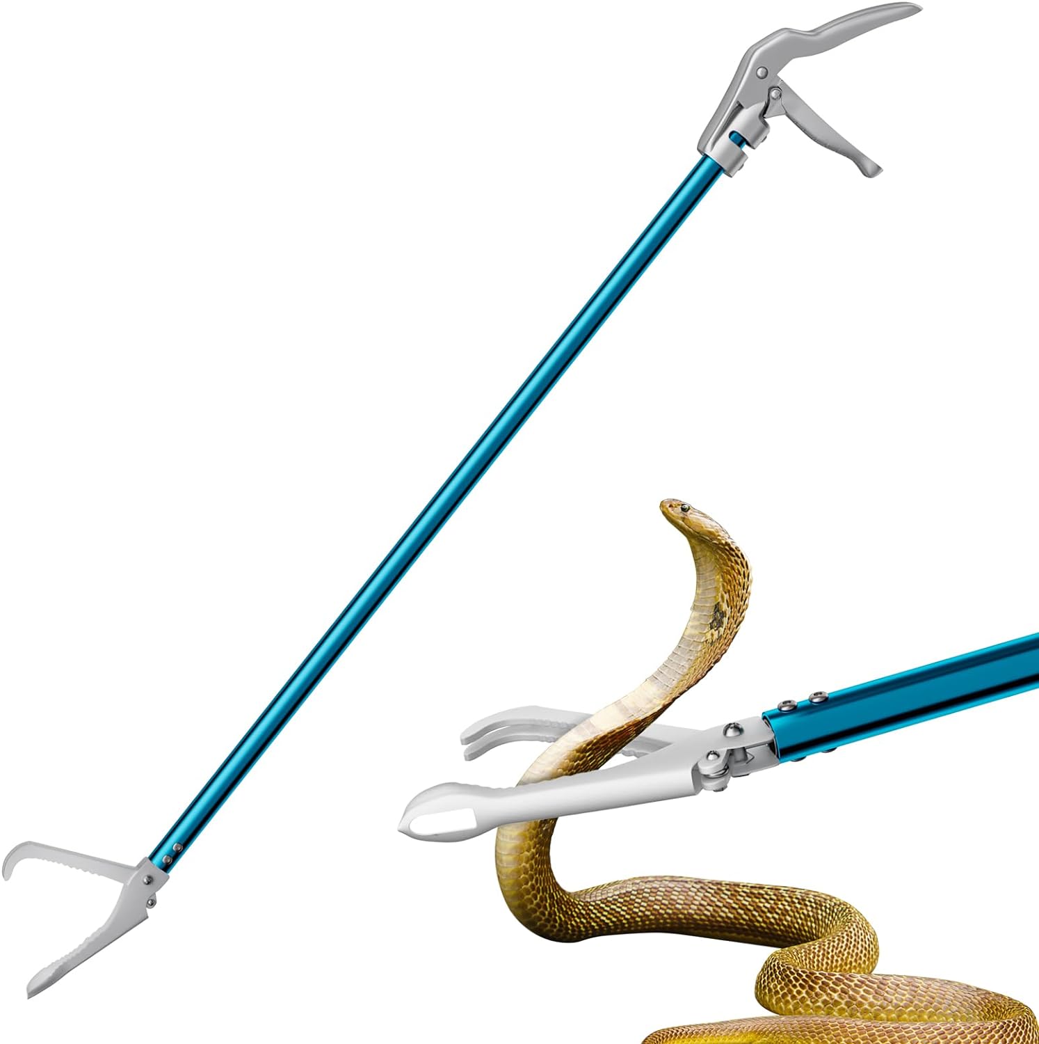 60" Snake Tongs, Professional Aluminum Alloy Standard Reptile Grabber Rattle Sna...