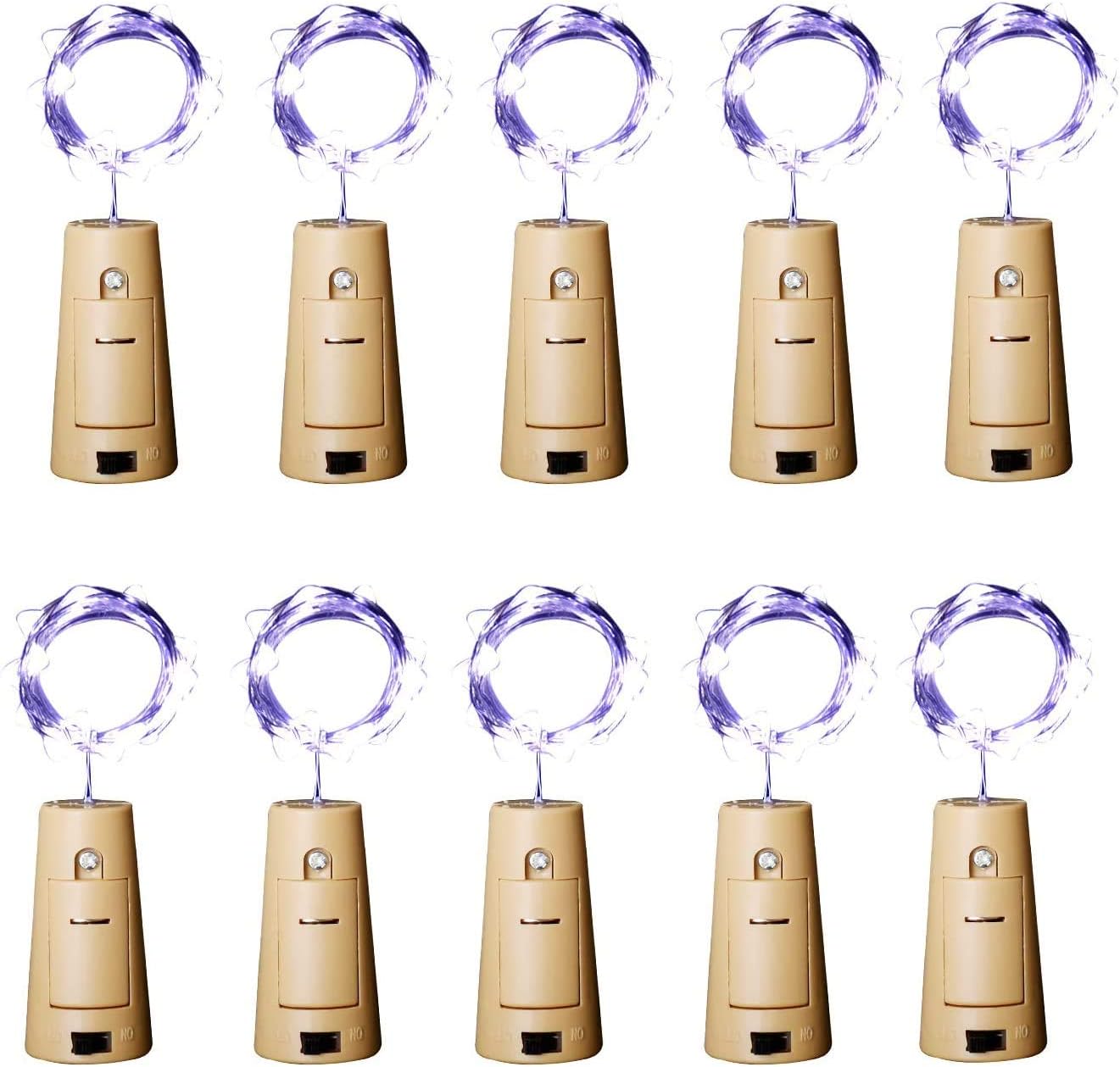 Aluan Wine Bottle Lights 10 Pack 12LED Cork Bottle Lights with Screwdriver Batte...
