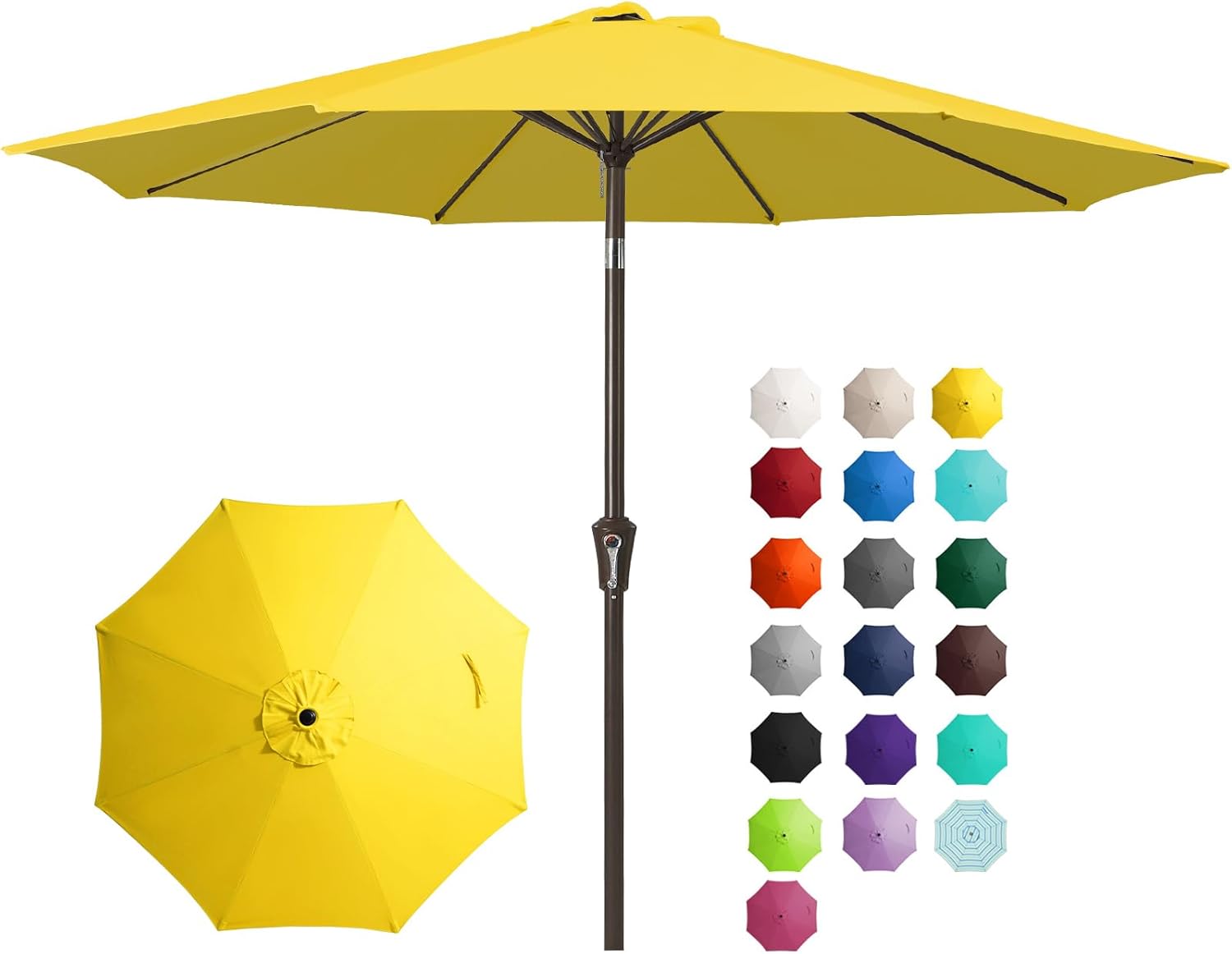 JEAREY 9FT Outdoor Patio Umbrella Outdoor Table Umbrella with Push Button Tilt a...