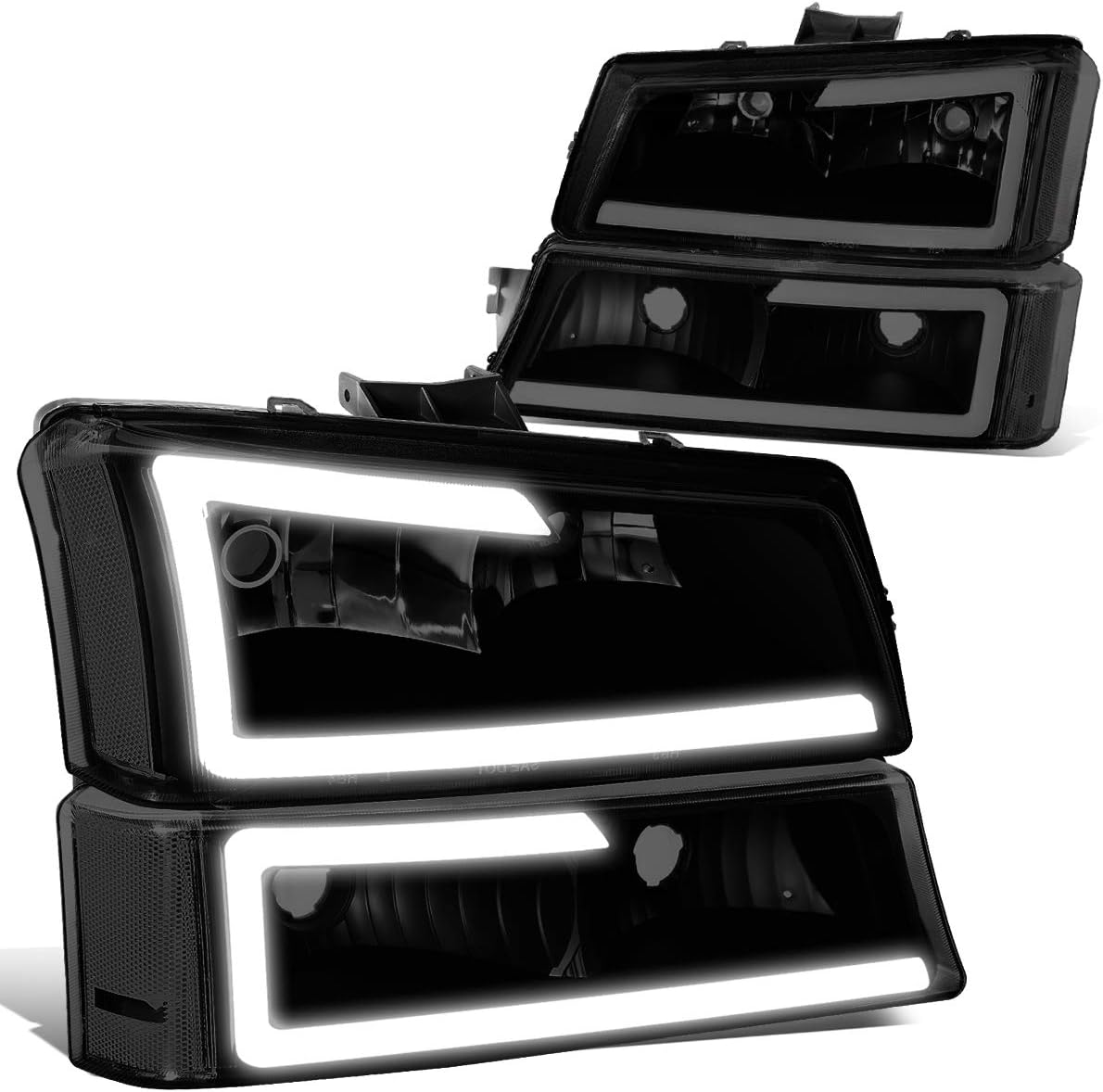 Auto Dynasty 4PCS LED DRL Bumper Headlight Lamps Compatible with Chevy Silverado...