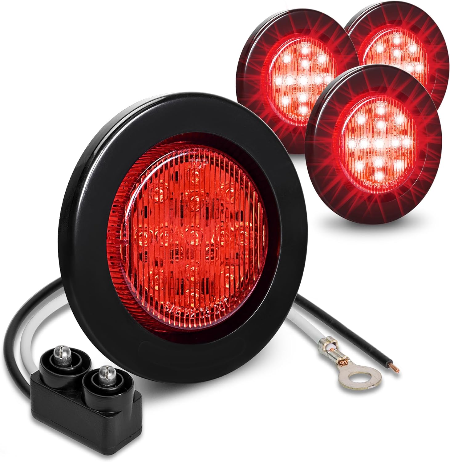TRUE MODS 4pc 2.5" 12V Red Round LED Clearance Side Marker Lights [DOT FMVSS 108...
