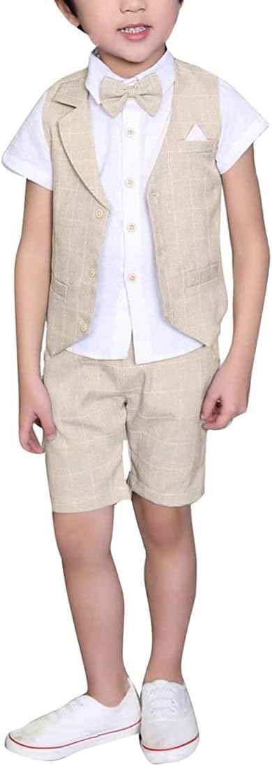 LOLANTA 4PCS Page Boy Suits Wedding, Kids Summer Short Suit Set, Ceremony Christ...